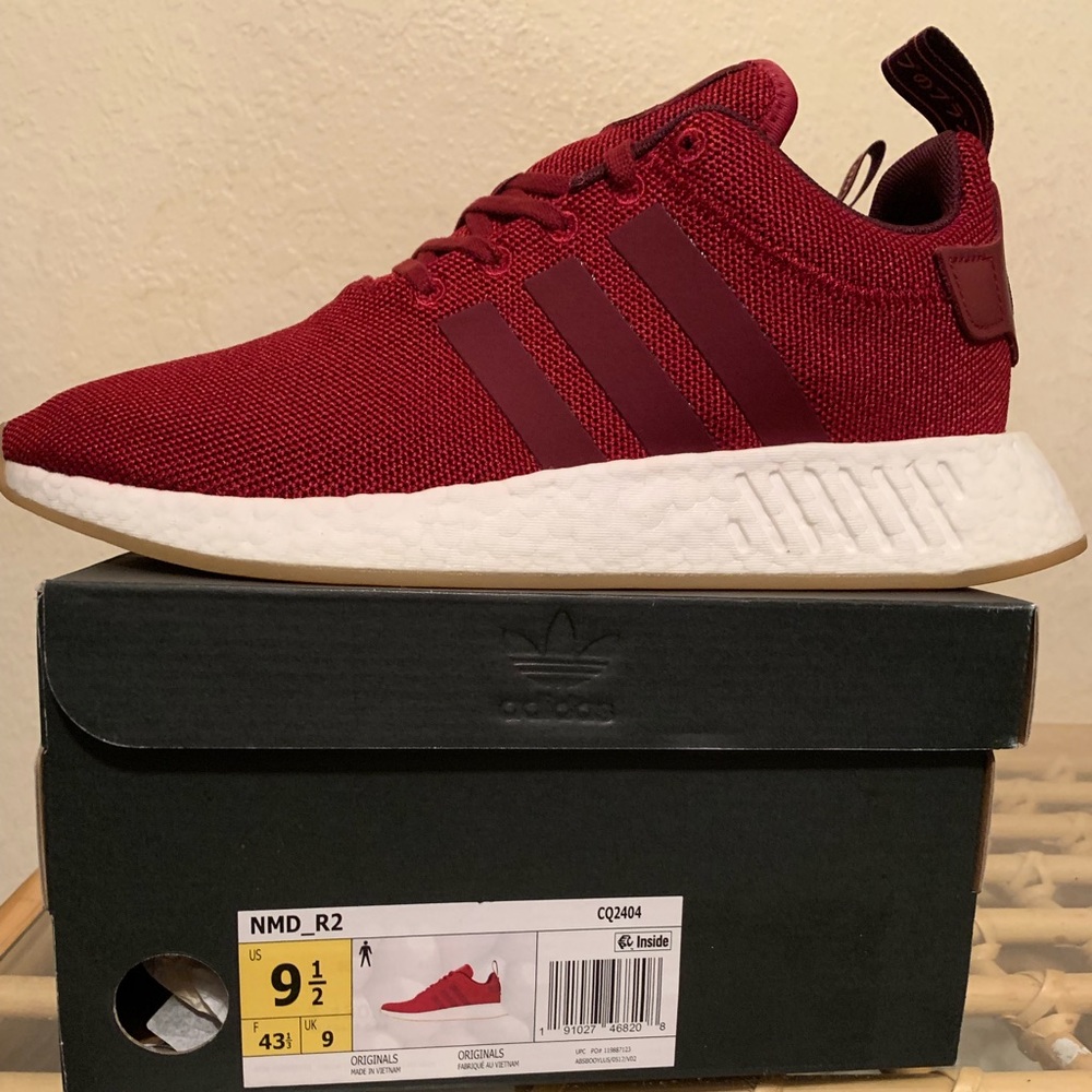 Adidas NMD R2 Burgundy Red gum size 9.5